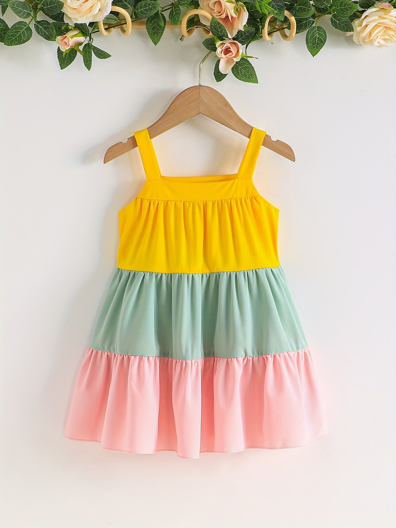 Girls' Colorblock Spaghetti Straps Cami Dress - Casual & Summer