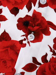 Flower Print Men's Hawaiian Shirt Short Sleeve Chest Pocket