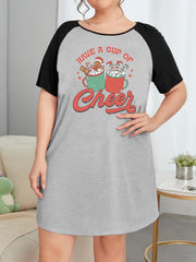  Christmas Nightdress Gingerbread Man & Cup Print Raglan Sleeve
