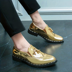 Men's Brogue Tassel Loafer Dress Shoes Wedding Party Office