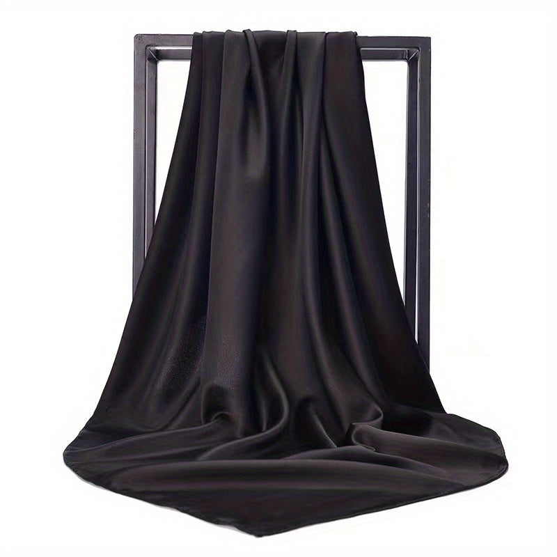 Solid Satin Shawl Bandana Silk Square Scarf Head Wrap Classic Sunscreen Travel