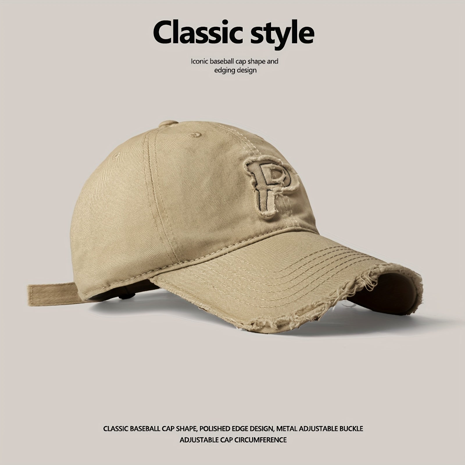 Men's Letter P Patch Baseball Cap Sun Hat