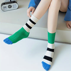 Striped Colorblock Socks Mid Tube Stockings