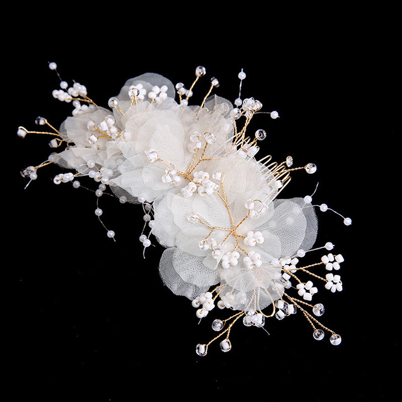 Bridal Flower Hair Clips Crystal Hairpin Pearl Comb Wedding Accessories