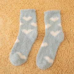 10 Pairs Heart Pattern Socks Warm Fuzzy Stockings