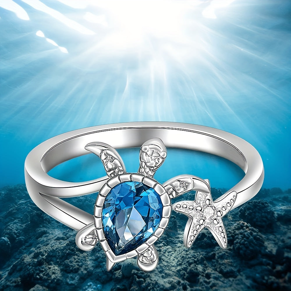Turtle Starfish Alloy Ring Holiday Party Girls Gift