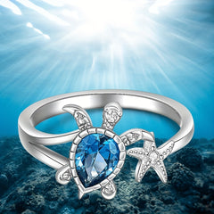 Turtle Starfish Alloy Ring Holiday Party Girls Gift