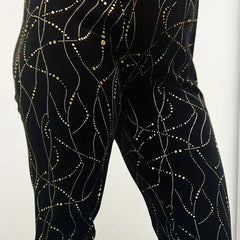  Sporty Leggings Women's Golden Dot Print High Rise Skinny Leggings
