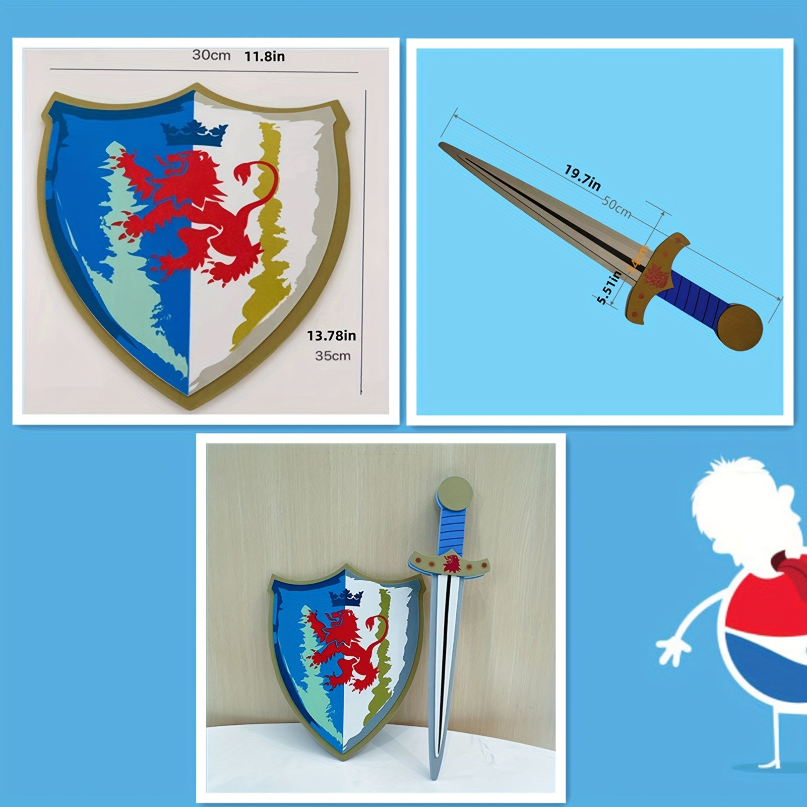 2 Soft Foam Toy Sword and Shield for Role Playing Stage Props Birthday Parties