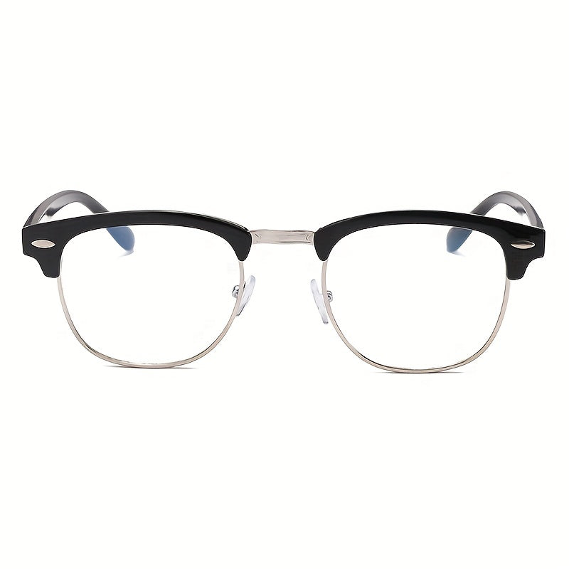 Square Clear Lens Glasses Rivet Decor Eyewear Minimalist Anti Light Glasses