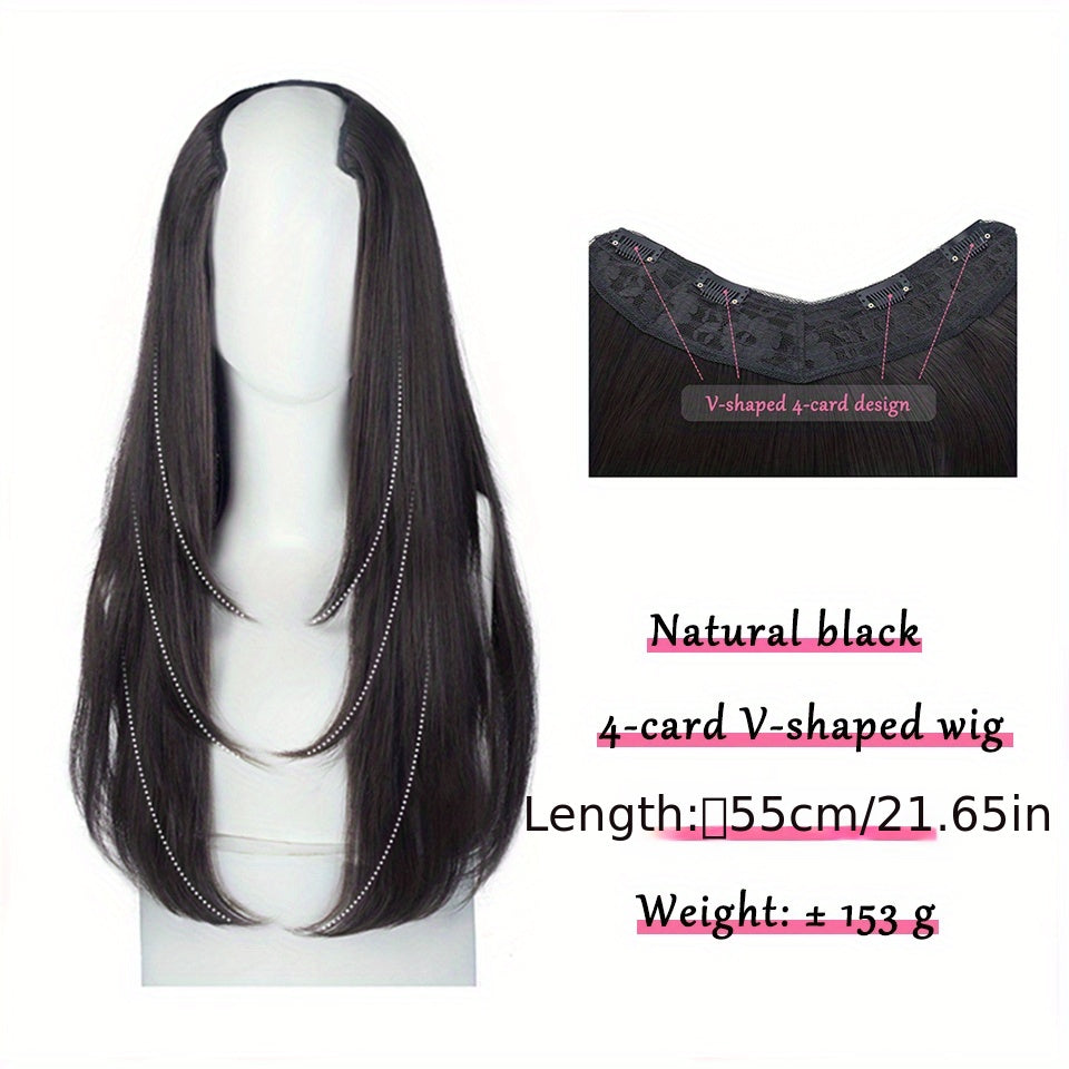 55-88 cm V-Shaped Long Straight Hair Extensions for Women Girls