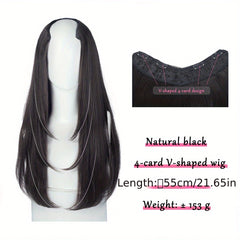 55-88 cm V-Shaped Long Straight Hair Extensions for Women Girls