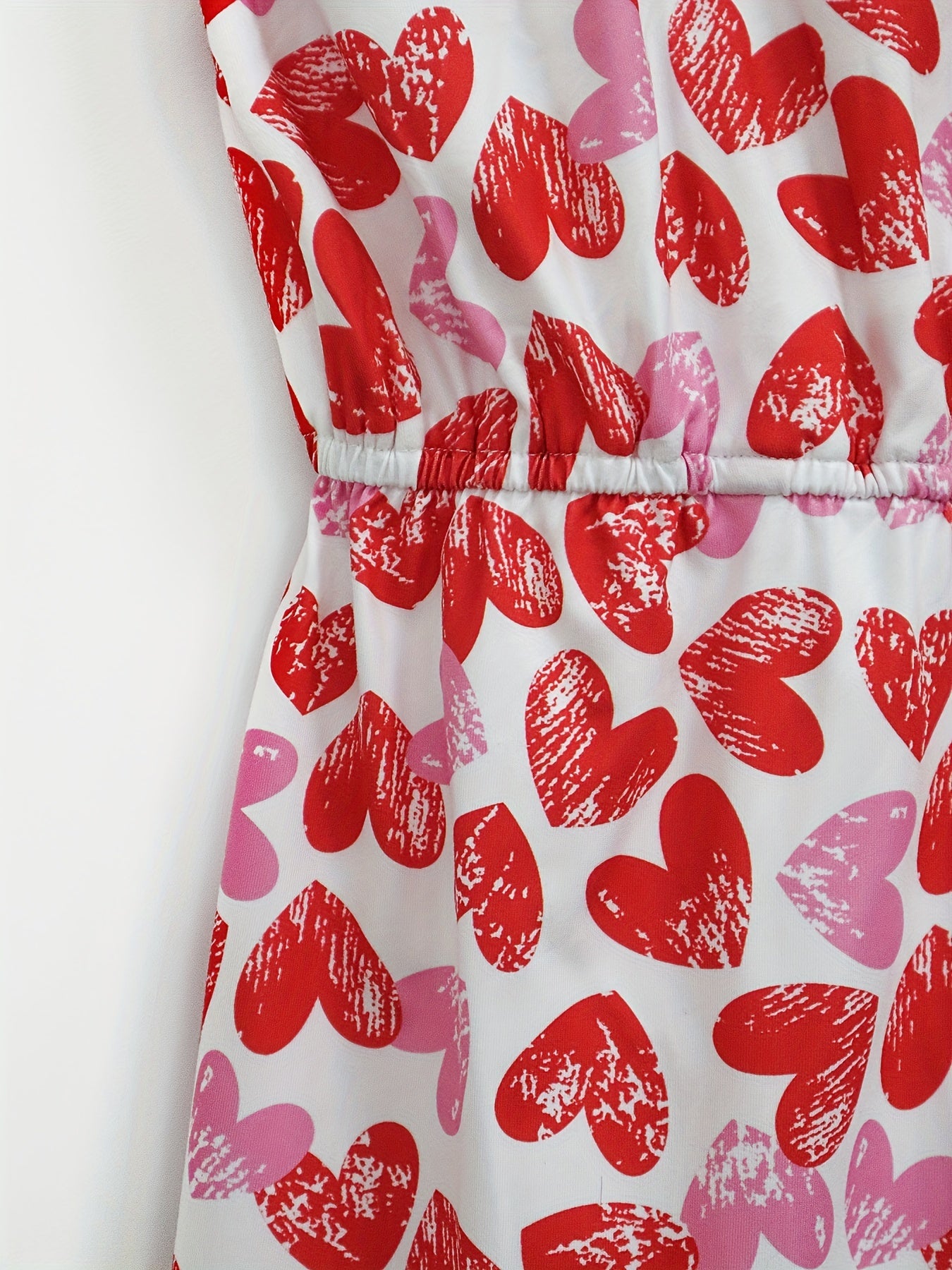 Heart Print Cami Romper Jumpsuit V Neck Sleeveless Women's Clothing