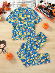 Kids' Pumpkin Witch Pajamas Set Halloween Style PJ Set Girl's