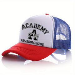 Summer Multicolor Hat Funny ACADEMY AWESOMENESS Letter Print Men's Peaked Cap