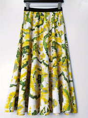 Women's Plus Tie Dye Print High Waist A line Skirt