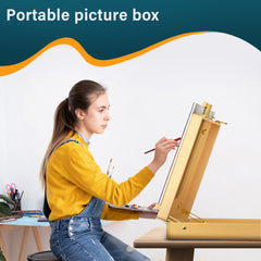Adjustable Wooden Table Box Easel with Drawer Desktop Easel