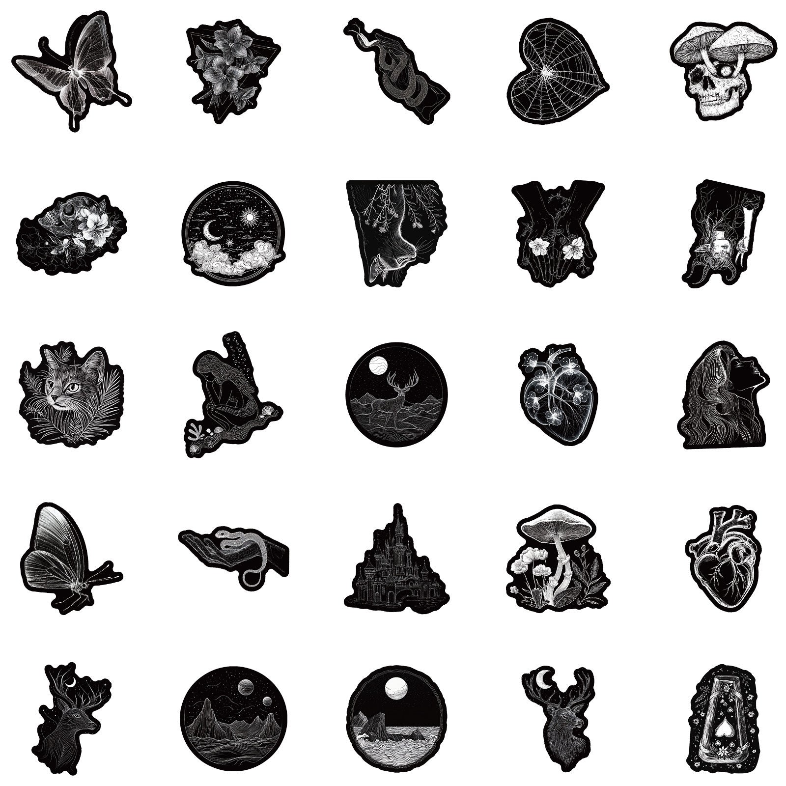 50pcs Dark Mystery Gothic Graffiti Stickers Vintage Vinyl Decals