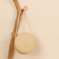 Straw Woven Crossbody Bag Braided Circle Purse Mini Beach Bag
