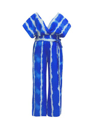  Tie Dye Batwing Sleeve V Neck Top & Wide Leg Pants Set
