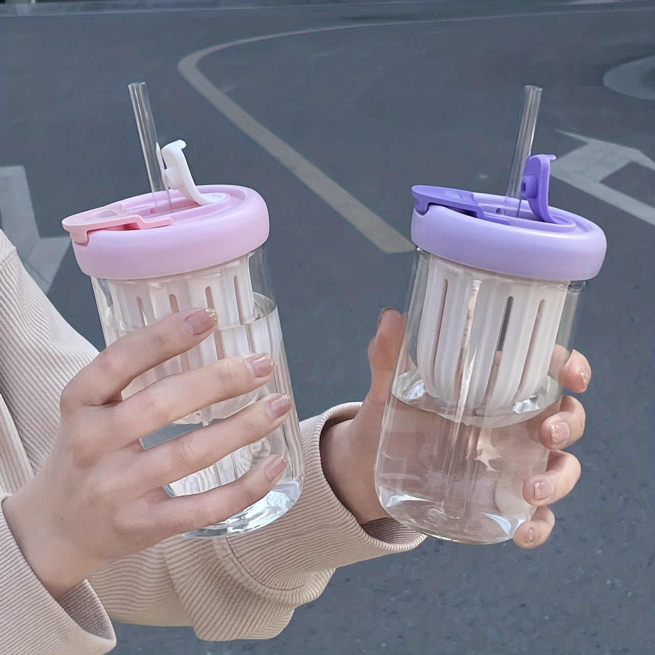 550ml Big Belly Tea Water Filter Straw Cup
