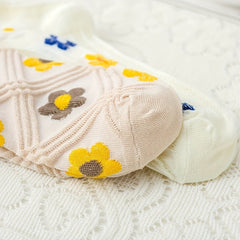 4 Pairs Floral Print Socks Mid Tube Stockings & Hosiery