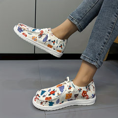 Women's Christmas Pattern Sneakers Lace-up Non-slip Outdoor Flats