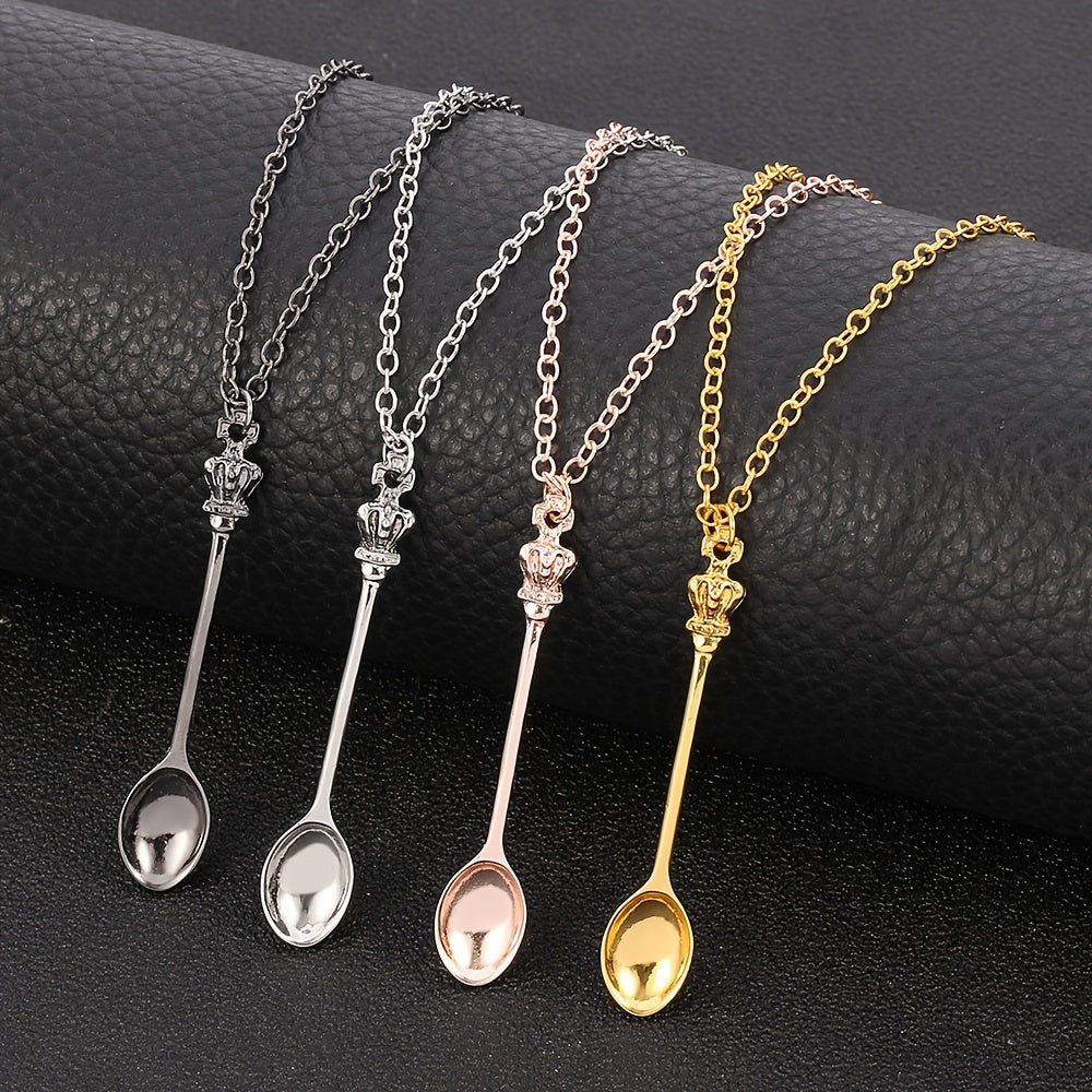 Minimalist Crown Mini Teaspoon Pendant Classic Necklace Vintage Crown Spoon