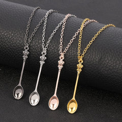 Minimalist Crown Mini Teaspoon Pendant Classic Necklace Vintage Crown Spoon