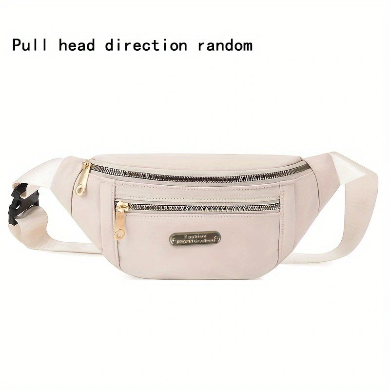 Casual Nylon Waist Bag Double Zipper Crossbody Bag Women's Fanny Pack
