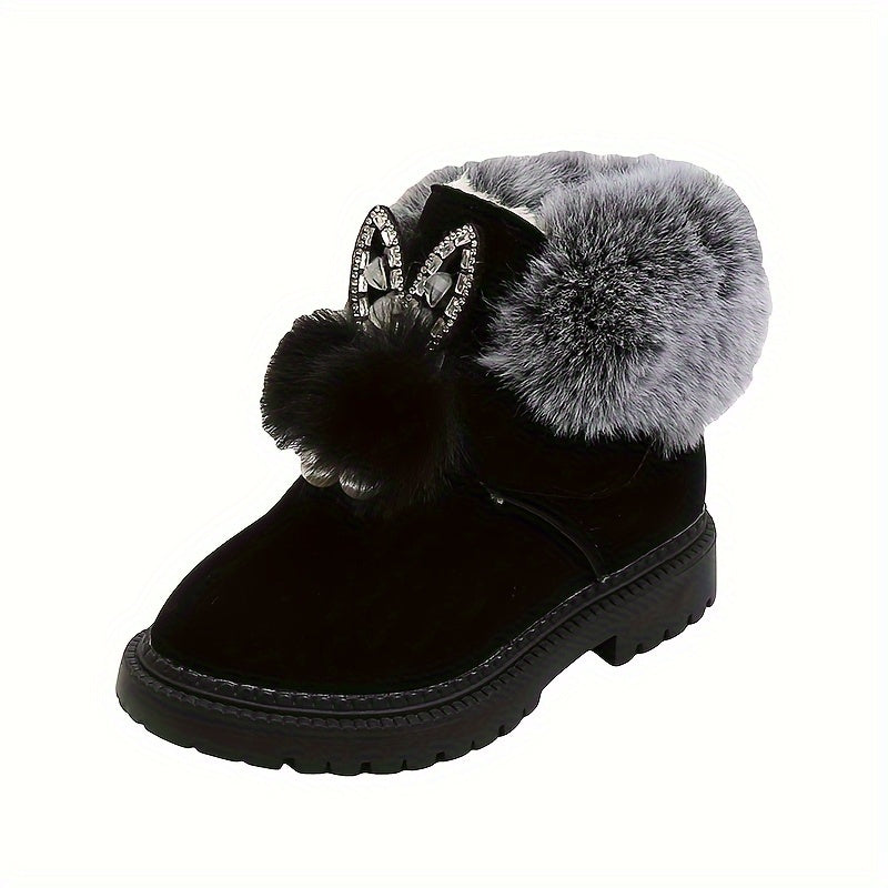 Rabbit Ears Snow Boots for Baby Girls Soft Warm Plus Fleece Boots