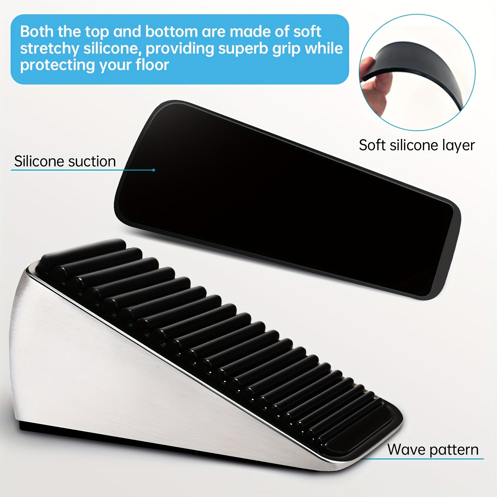 Heavy Duty Door Stopper 2.6 In Height Zinc Alloy & Silicone