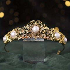 Vintage Faux Pearl Crown Wedding Tiara for Kids