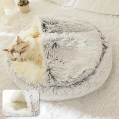 Plush Pet Bed With Non Slip Bottom - Warm and Comfortable Cat Naps