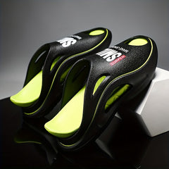 Men's Letter Print Non Slip Platform Slides