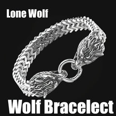 Men's Stainless Steel Wolf Head Bracelet Vintage Personality Viking