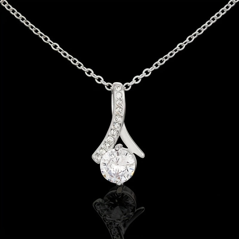 Water Drop Necklace With Lettered Present Card & Zircon Mother's Gift