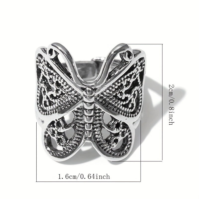 Vintage Butterfly Ring For Men Open Adjustable Casual Jewelry Gift
