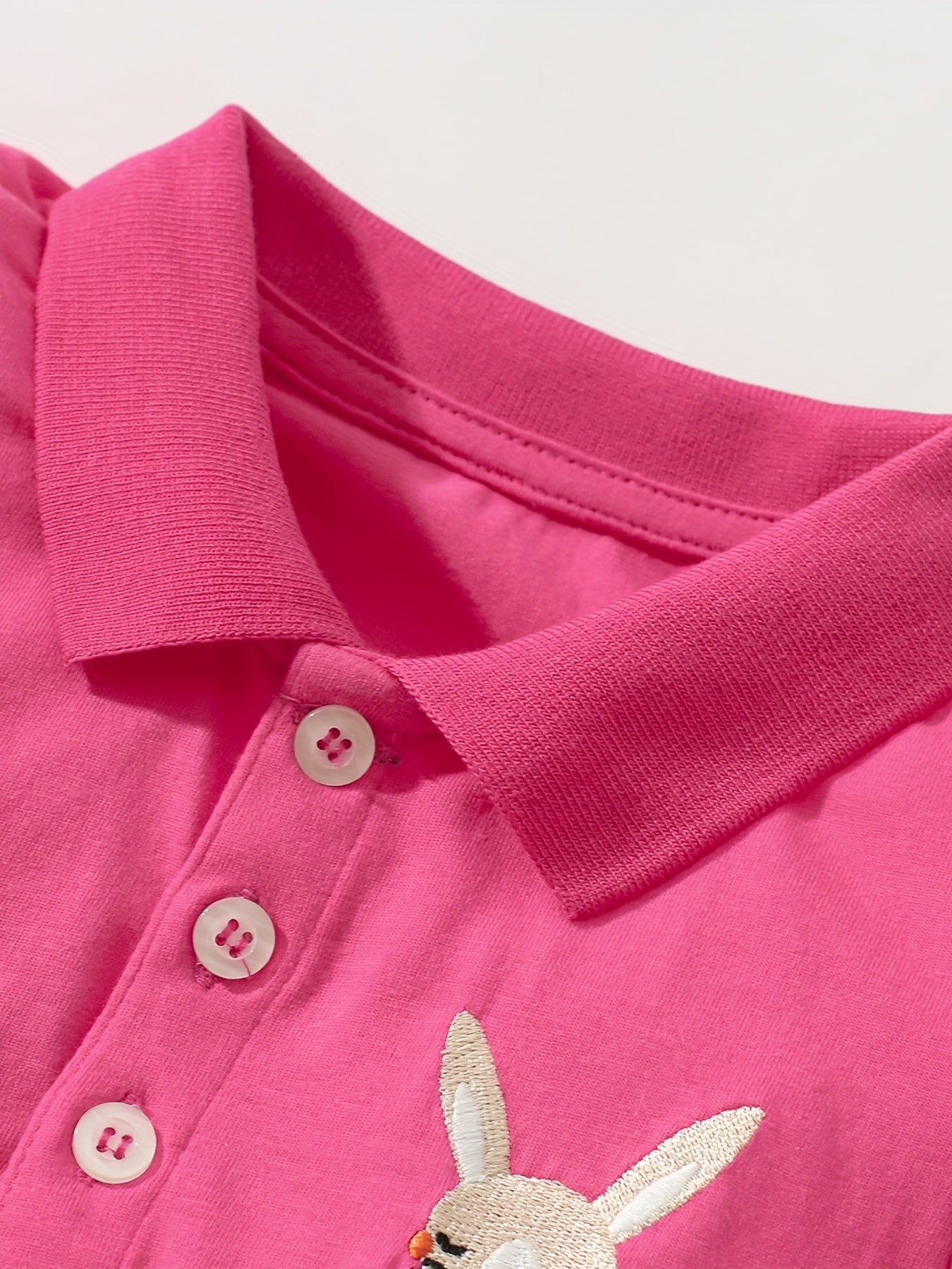 Girls Rabbit Graphic Ruffled POLO Dress For Summer Holiday Party