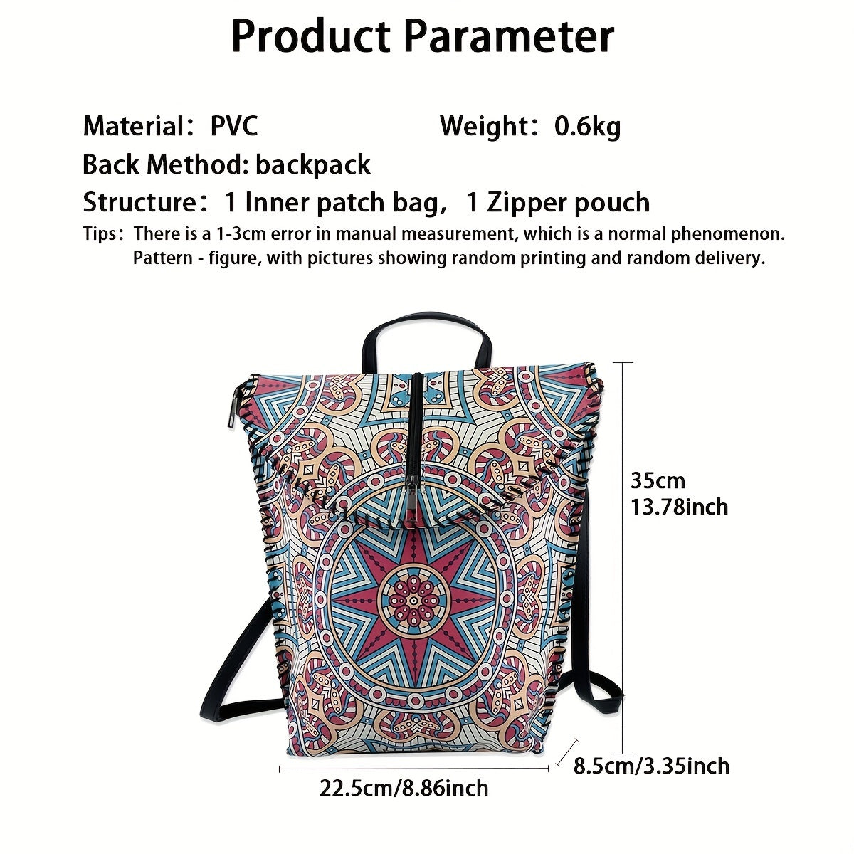 Vintage Ethnic Style Backpack Retro Bohemian Travel Daypack