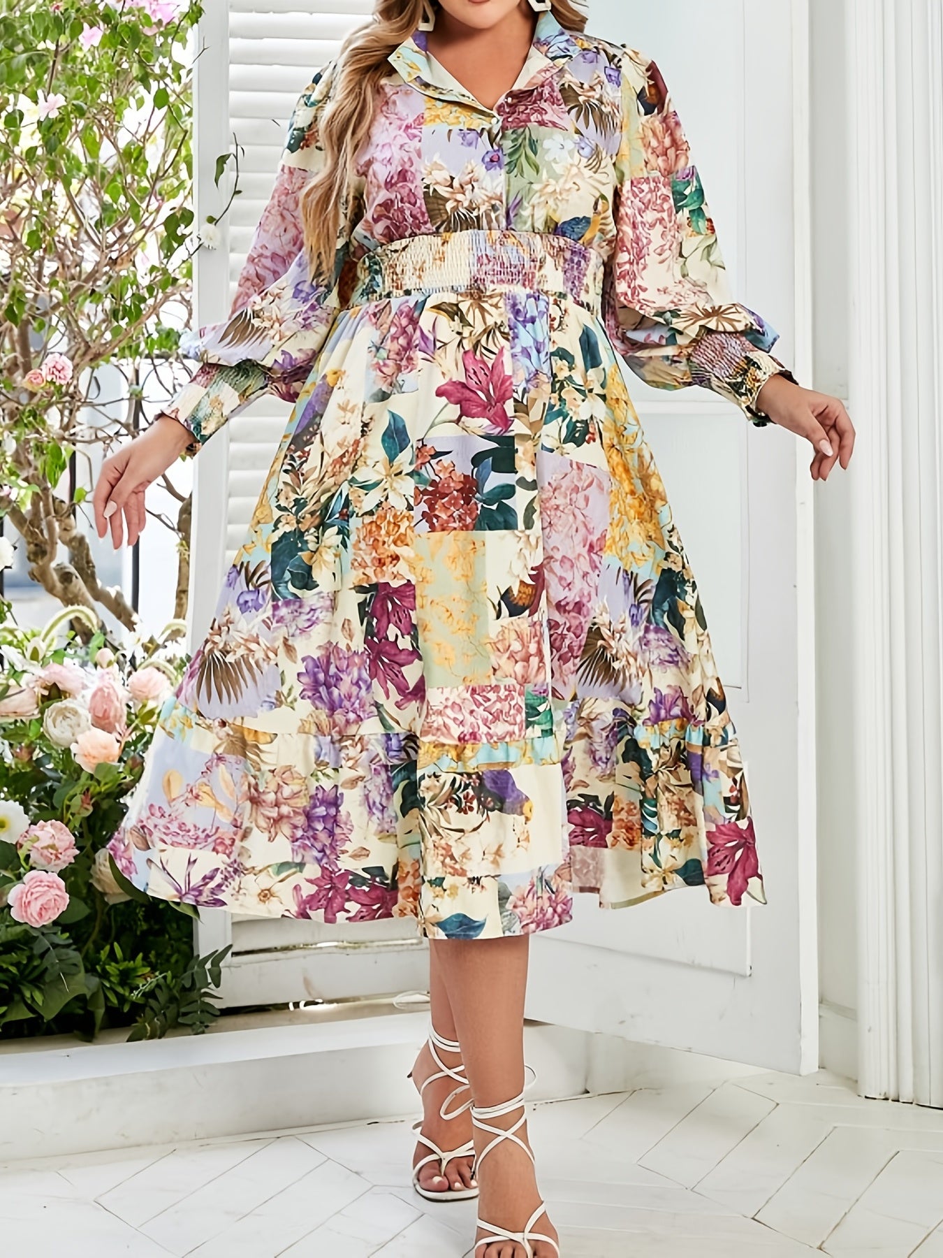 Floral Print Plus Size Maxi Dress