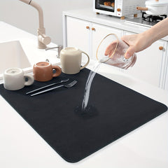 Solid Rectangle Dish Drying Mat Non-Slip Absorbent Placemat