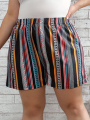  Patchwork Print Elastic High Rise Boho Shorts