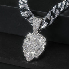Lion Head Pendant Cuban Chain Necklace