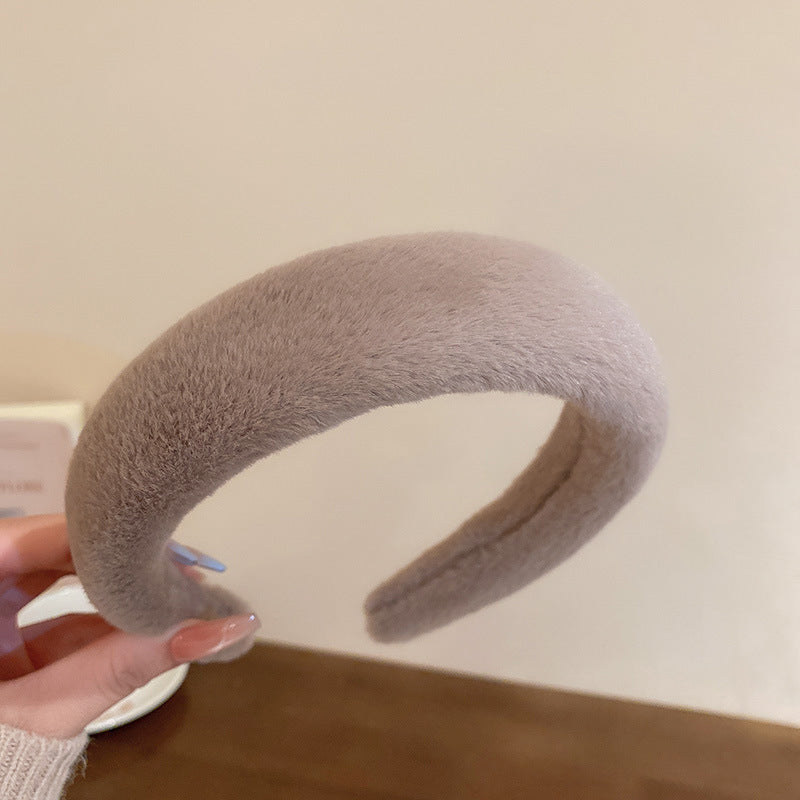 Sweet Vintage Hair Hoop for Girls - Furry Faux Hairband Headband