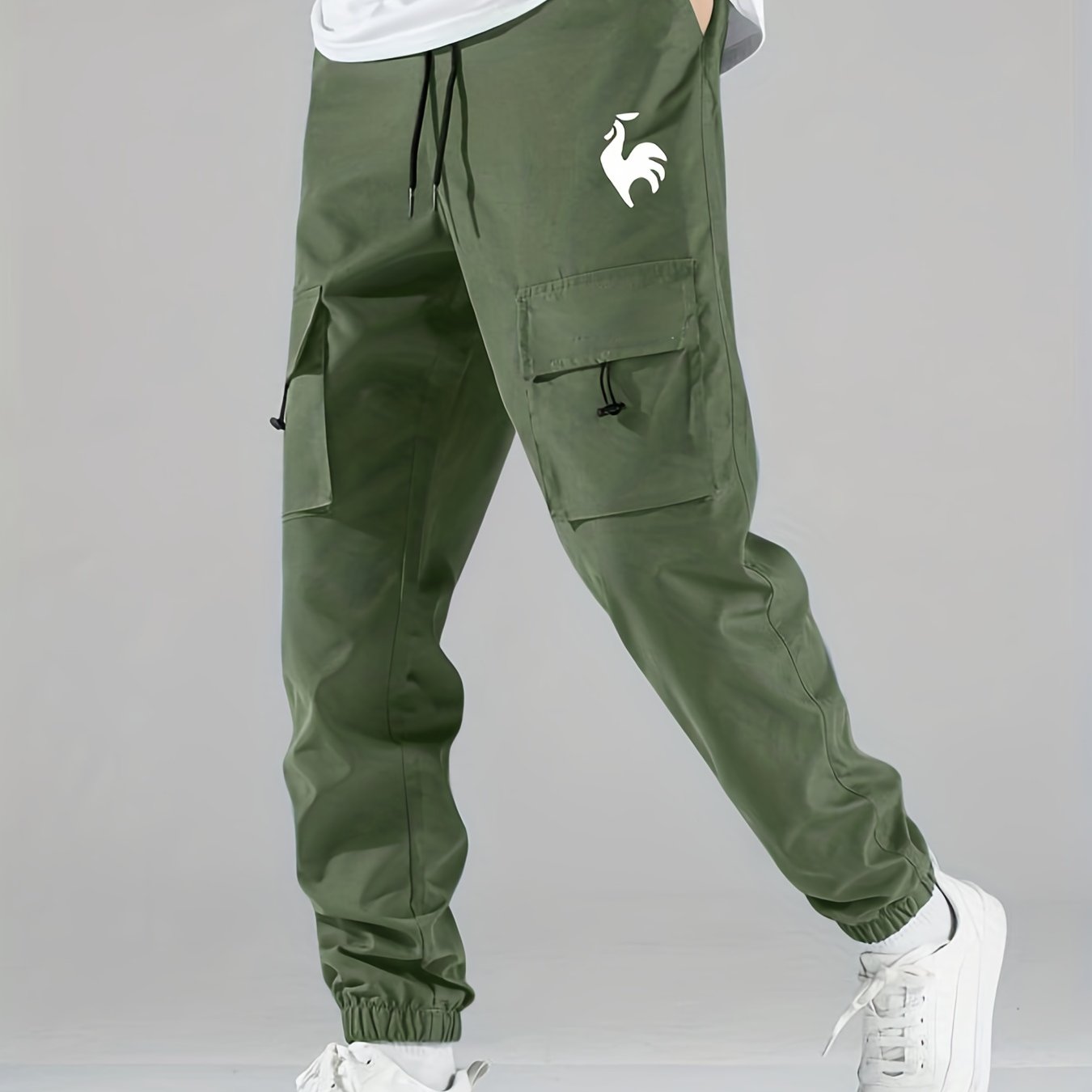 Chicken Print Cargo Pants Men's Flap Pocket Trousers