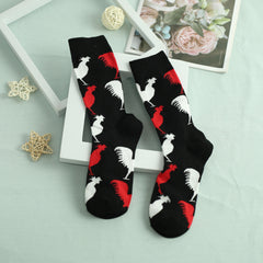Rooster Pattern Socks Women's Mid Tube Stockings