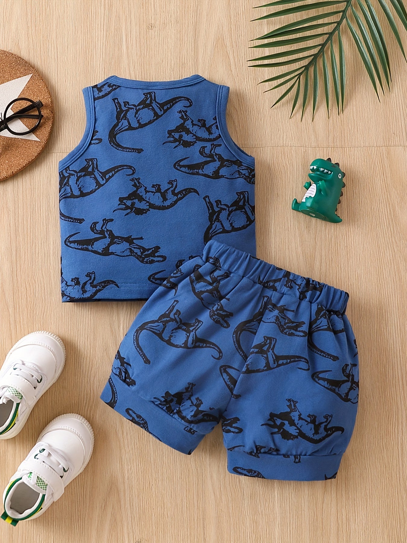 Boys Dino Outfit Shorts & Vest Set Summer Casual Kids Clothes