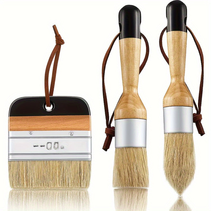 3pcs Waxed Painting Home Decoration Tail Set Round Head Pen Brush