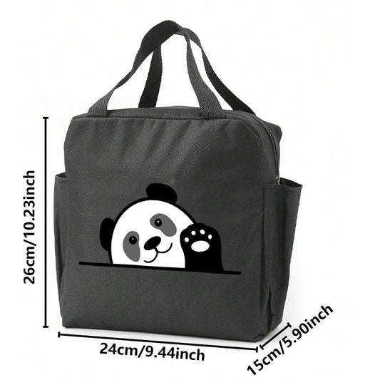 Panda Themed Insulated Lunch Bag Leakproof Oxford Cloth Aluminum Foil